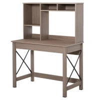 Scrivania per Computer Moderna con Ripiani Aperti, Scrivania con Libreria in Legno, Tavolo Porta PC per Computer, per Ufficio, Studio e Camera da Letto, 105x50x137.5cm, Marrone