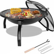 Vasca a gas 2 in 1 - Adatta anche per barbecue - Fiamma esterna - Con schermo a fiamma - In metallo