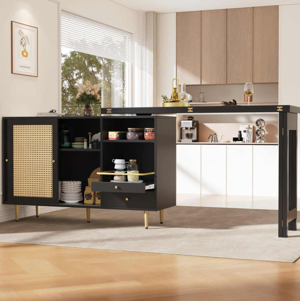 Tavolo da bar girevole 107x40x71.4 cm; estensibile; MDF; nero