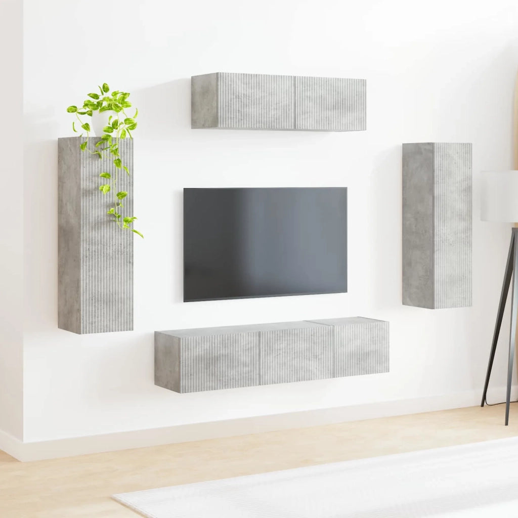 Mobile TV 5 pcs Grigio cemento
