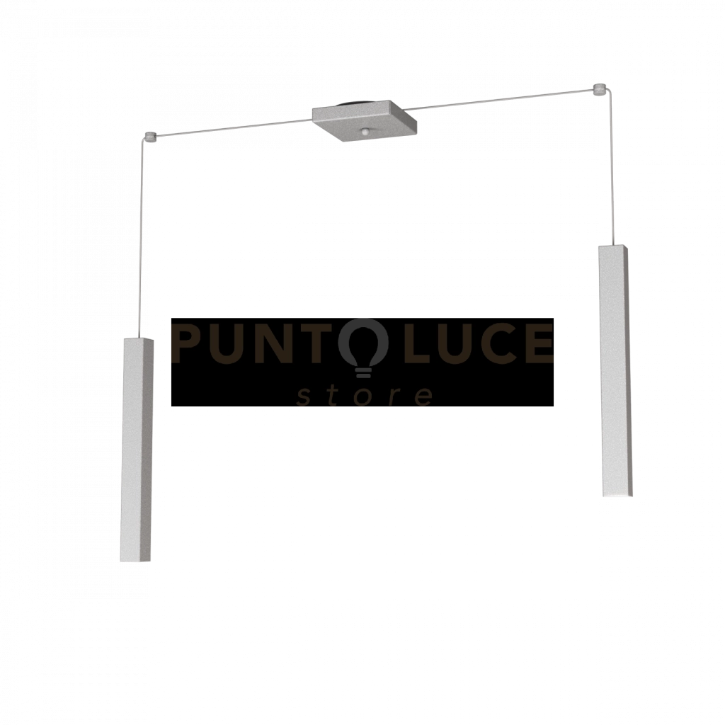 SQUARE TUBE SOSPENSIONE 2 LUCI GRIGIO CAVO CM.250 CON BASE 1173-S2-GR