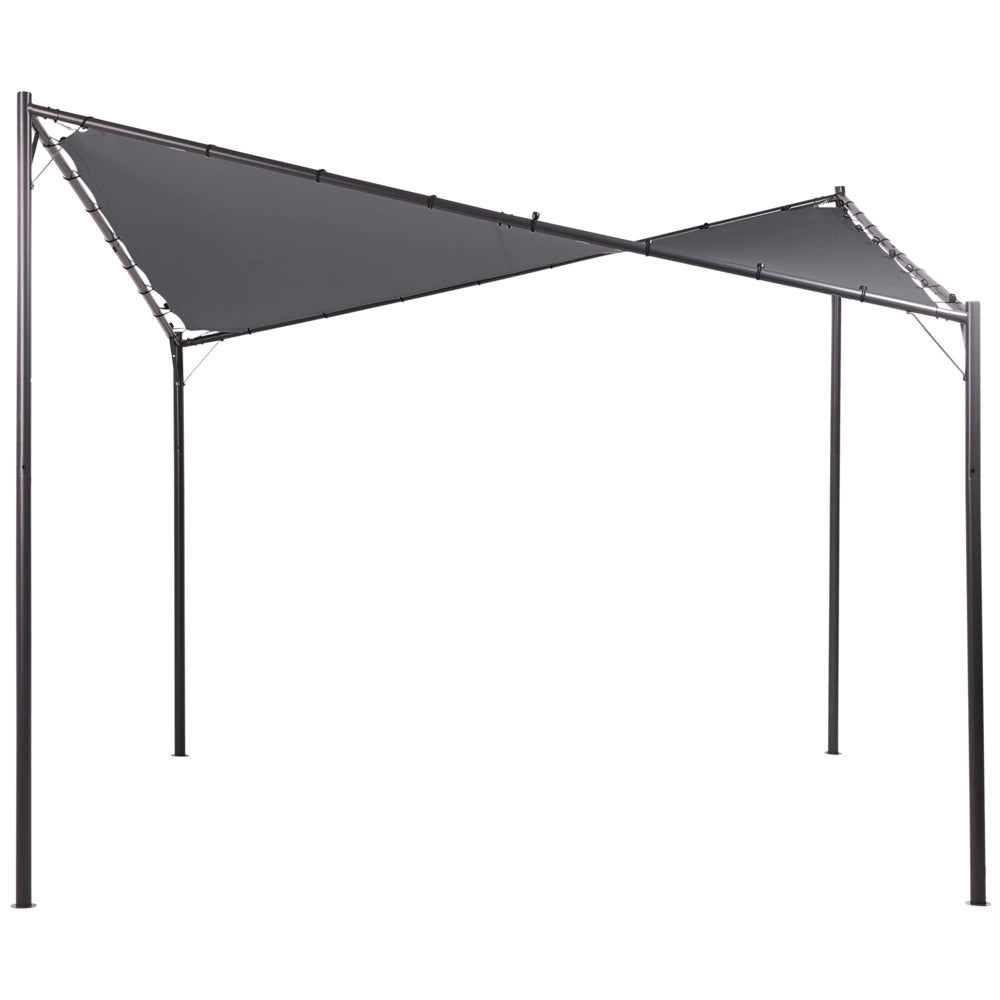 Gazebo da giardino con struttura in metallo e tessuto grigio scuro 300 x 300 cm pergola esterno terrazzo