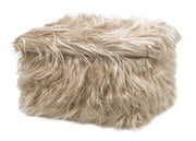 Pouf Contenitore Salotto/Camera Quadrato Con Pelo Modello Double Yeti In Tinta Unita - Pouf - Tortora