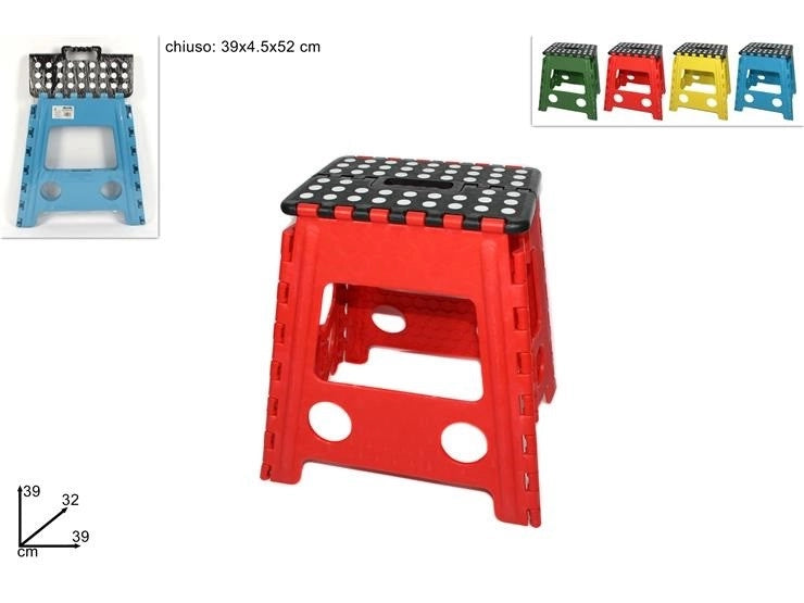 1 Pezzo Sgabello in Plastica Pieghevole Alto 39 x 39 x 32 cm Vari Colori