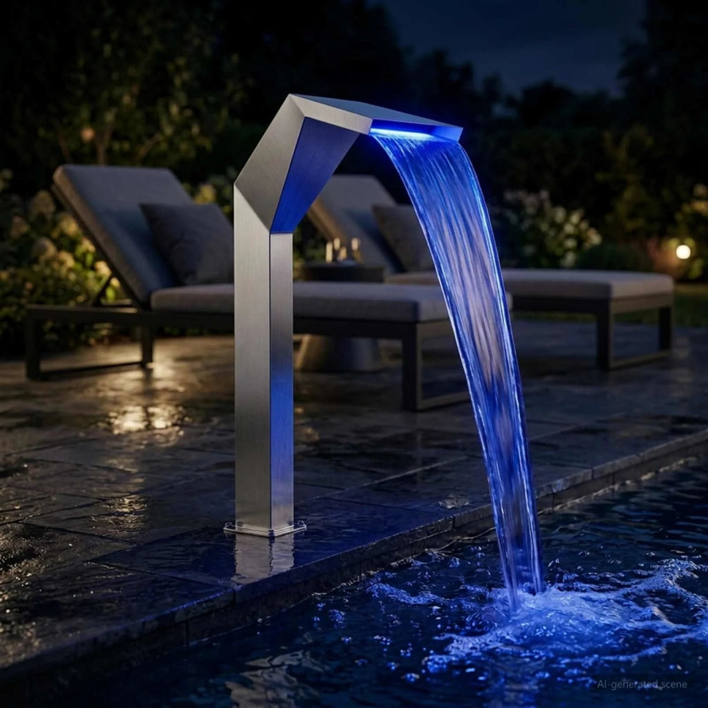Cascata della Piscina Acciaio Inox 50 x 30 x 90 cm Argento 42039237