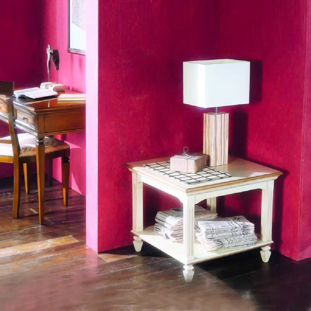 Tavolino quadrato classico in legno bicolore l.65 p.65 h.55 - Mobili 2G