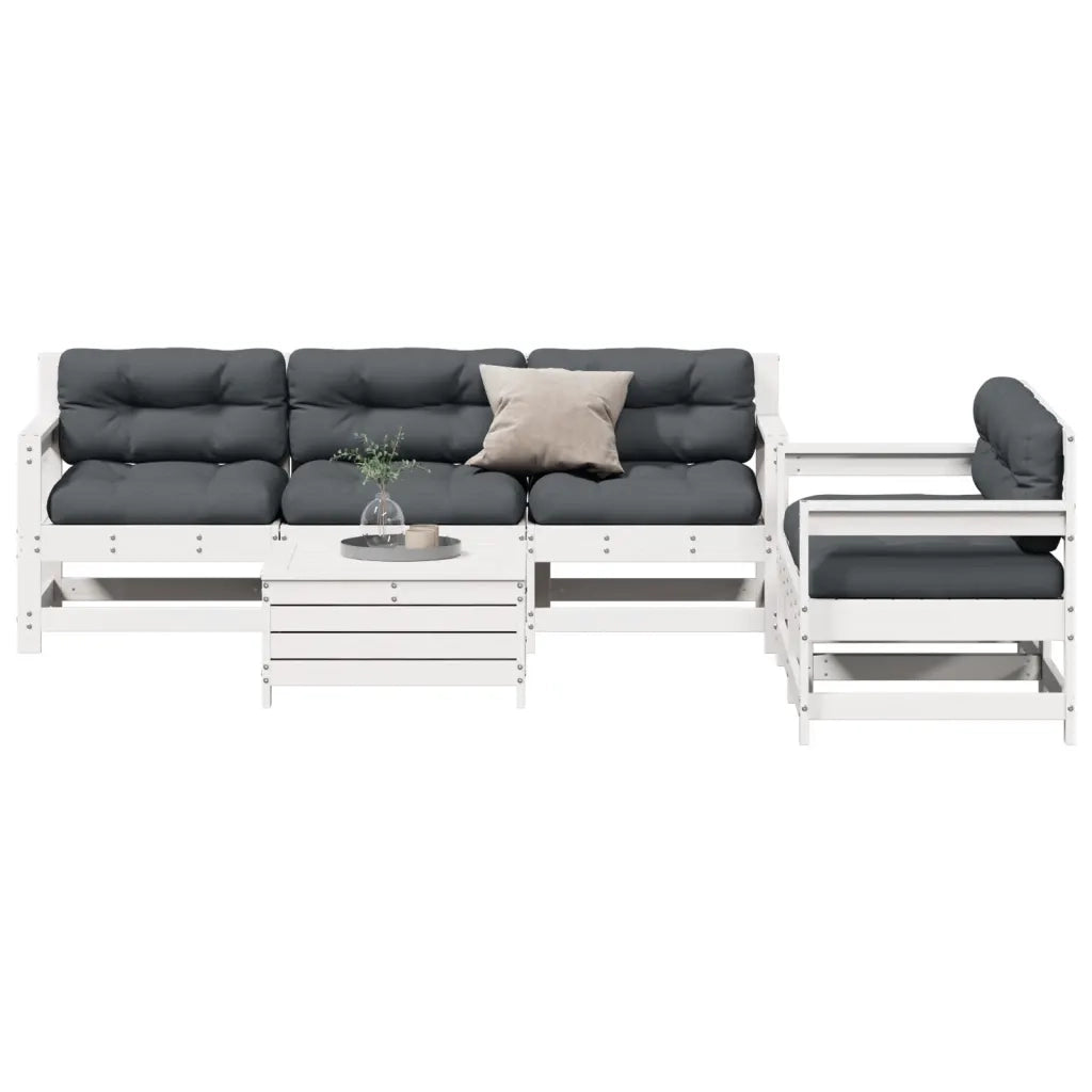 Set Salotto da Giardino 6 pz Bianco in Legno Massello di Pino 3250825