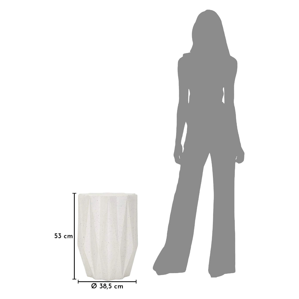 Gala, Tavolino da Salotto Adatto per Indoor/outdoor Effetto Pietra, 46x60x46h cm Bianco Crema