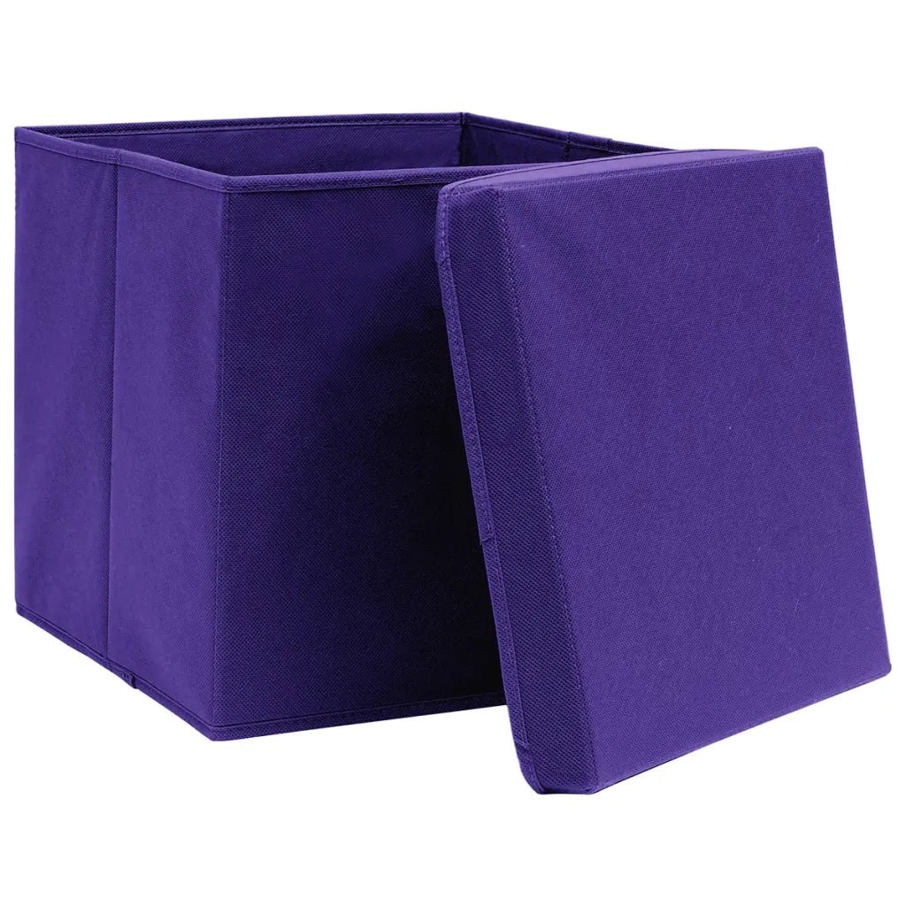 Contenitori con Coperchi 4 pz 28x28x28 cm Viola 325212