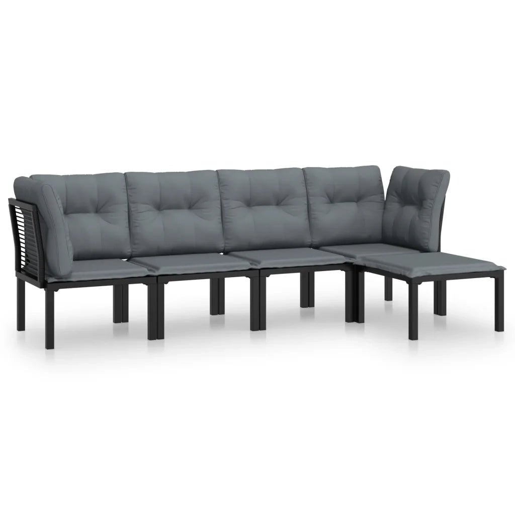 Set Salotto da Giardino 5 pz Nero e Grigio in Polyrattancod mxl 76720