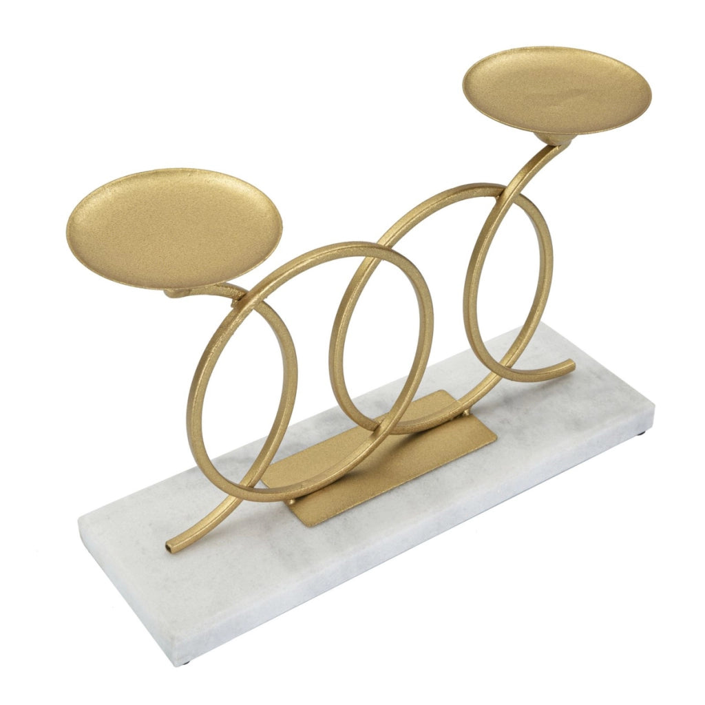 Portacandela VKH339, Oro, Marmo, 30x9x20 cm