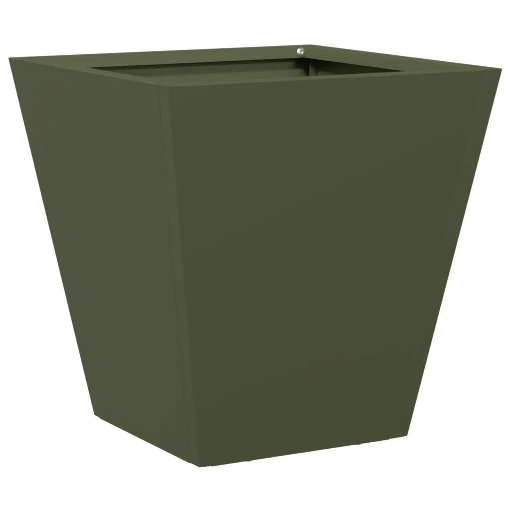Fioriere da Giardino 2 pz Verde Oliva 30x30x30 cm in Acciaio 851045