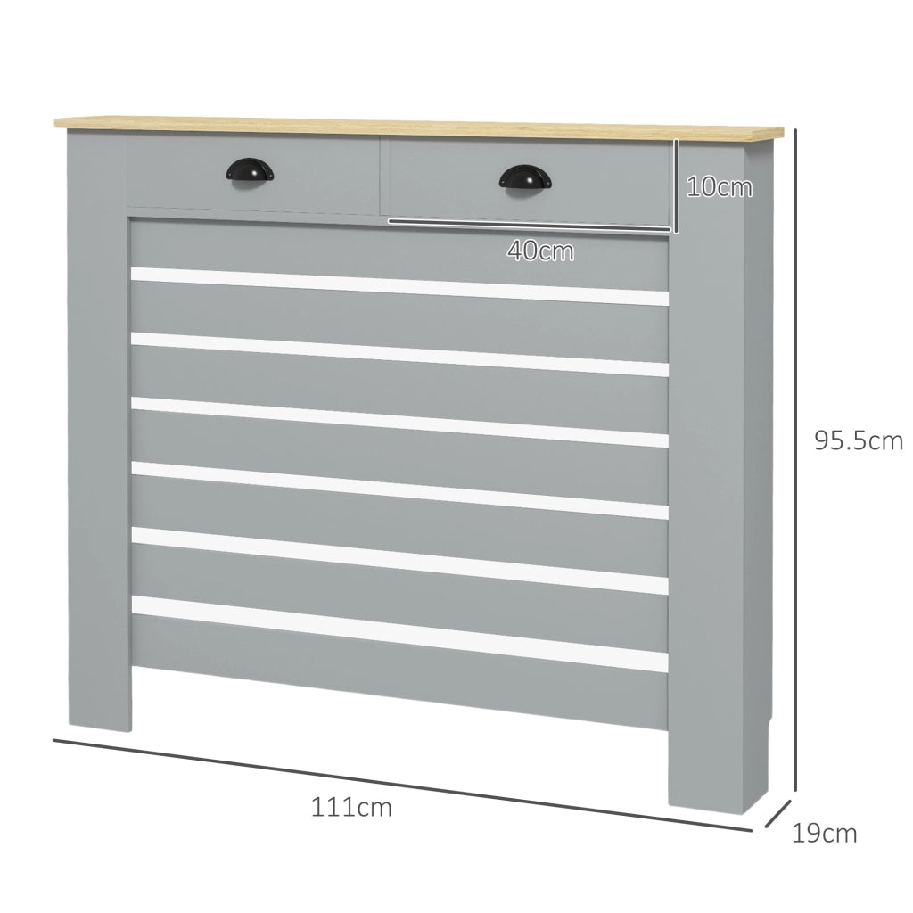 Copricalorifero a Griglia con Cassetti ¨C Zephmum ¨C 111x19x95.5 cm Grigio MDF