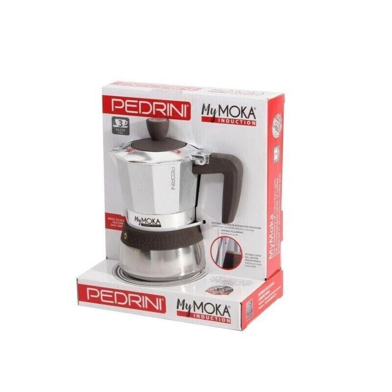 PEDRINI MY MOKA CAFFETTIERA 3 TAZZE INDUZIONE ACCIAIO INOX SILICONE BLU NOTTE