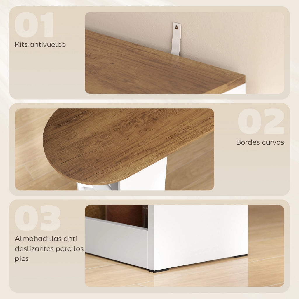 Tavolo da bar allungabile e girevole 90¡ã ¨C zephmum ¨C Bianco e naturale 150x80x105,5 cm