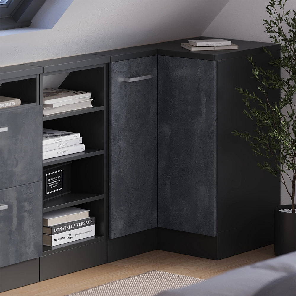 Mobile sottotetto Mobile angolare Rion Calce nera/Antracite 75.6 x 83.8 cm con 1 porta Vicco