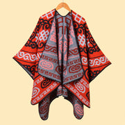 Sciarpa/mantella/poncho da donna con motivo retr¨° e spacco, calda, stile retr¨°
