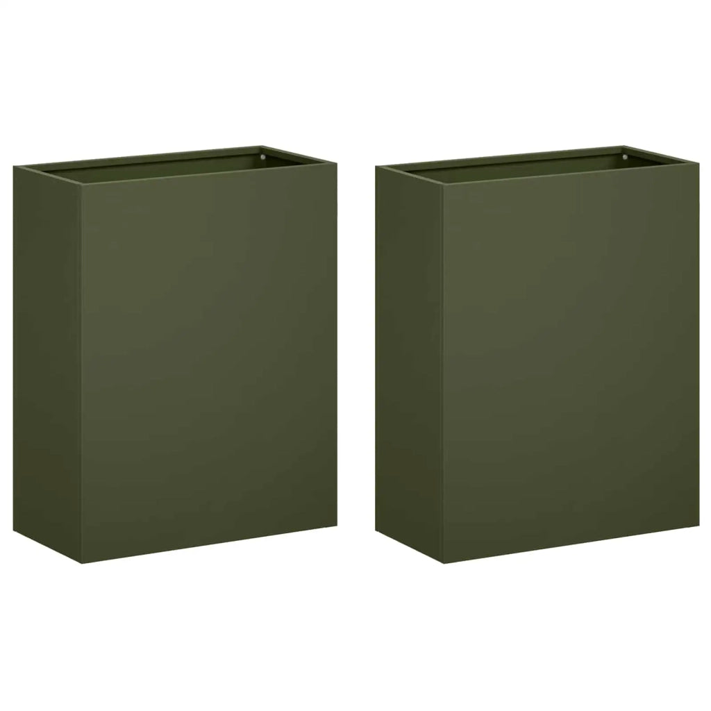Vaso da giardino 2 pz Verde Oliva 40 x 20 x 40 cm 8005407