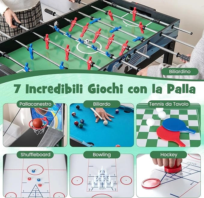 15 in 1 Set da Tavolo da Gioco Combo, Tavolo Multigioco Basket Calcetto Hockey Biliardo Ping Pong Bowling Shuffleboard Scacchi ecc, Set Combinato per Giochi Multipli per Casa Ufficio Bar