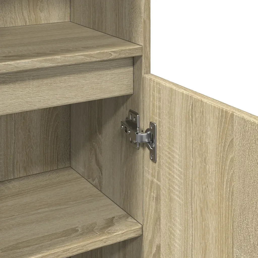 Mobile bagno moderno con 6 scomparti 30 x 30 x 190 cm realizzato in legno ingegnerizzato di rovere Sonoma 02_0049712