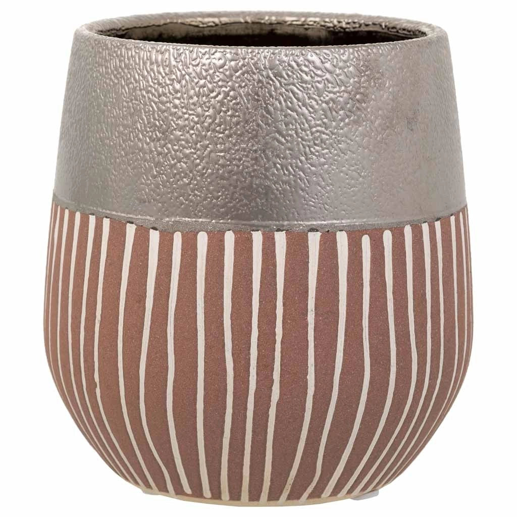 Vaso in ceramica argento 13x13x14h