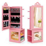 Mobiletto portagioie multifunzionale per bambini 34 x 30 x 117 cm con specchio a figura intera e pratico spazio di archiviazione stile moderno MDF rosa 20_0009912