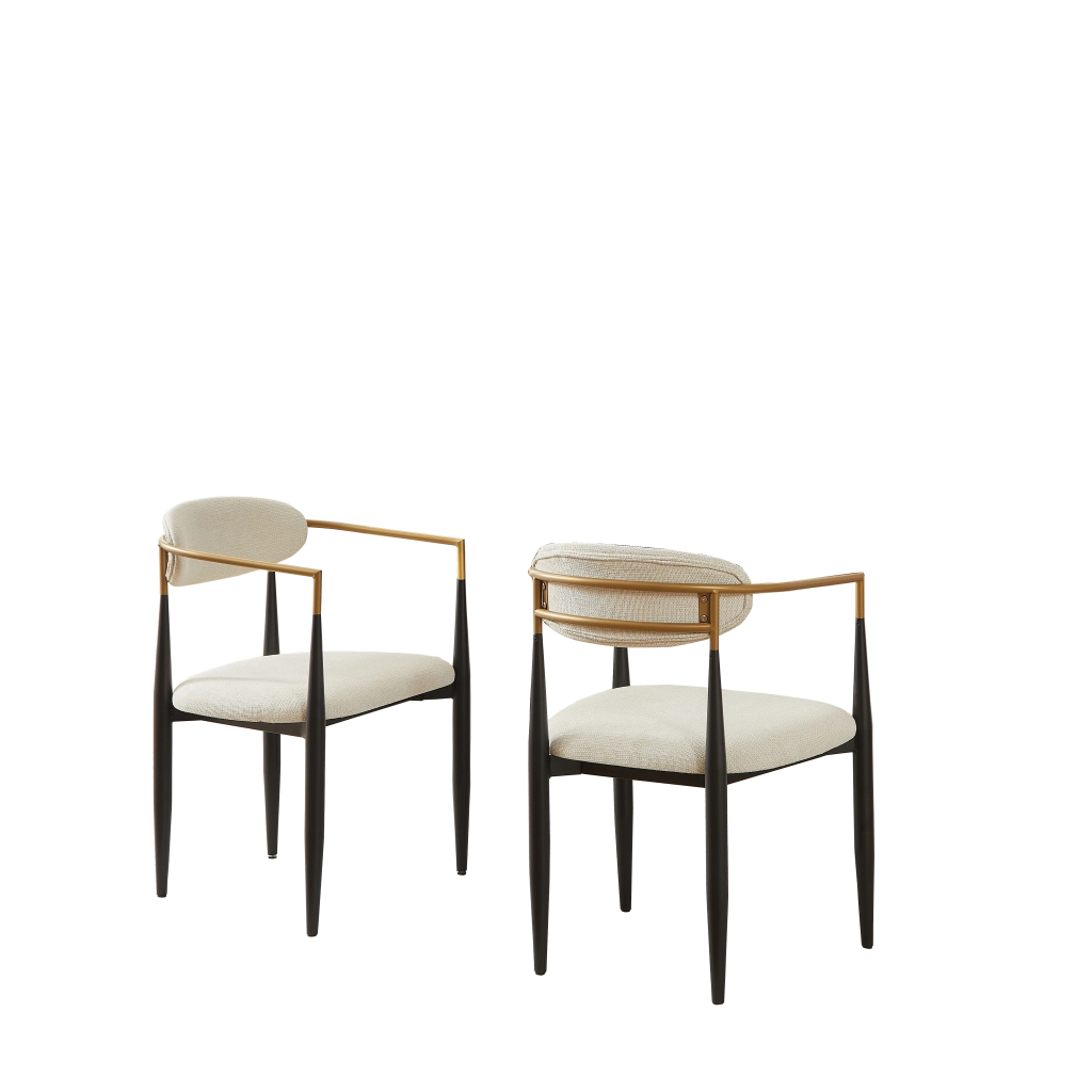 Poltrona con Cuscino Imbottita ¨C Xylo ¨C Beige, Struttura in Metallo Nero e Oro