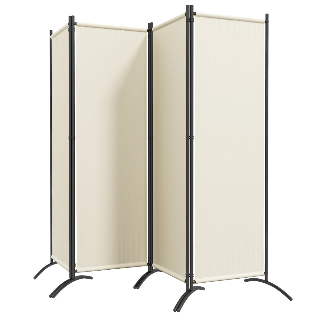 Paravento da Esterno e Interno a 4 Pannelli Pieghevole 221x50x172cm Crema