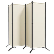 Paravento da Esterno e Interno a 4 Pannelli Pieghevole 221x50x172cm Crema