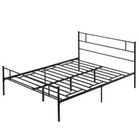 Struttura Letto Matrimoniale in Acciaio 160x200cm con Doghe, Testiera e Pediera - Nero