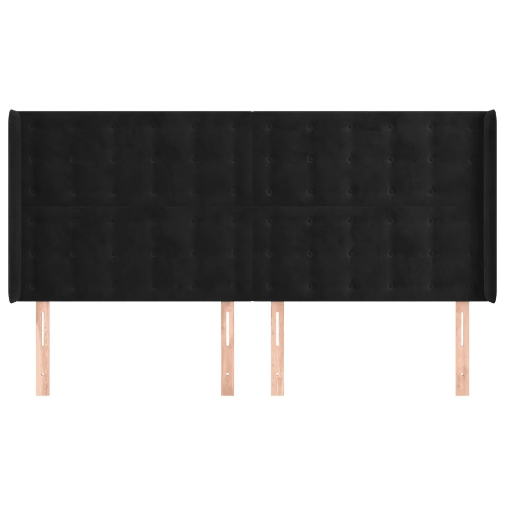 Testiera | Testata ad Orecchio Nera 183x16x118/128 cm in Velluto