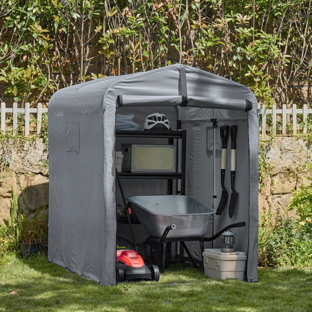 Sobuy Garage Auto per Esterno Tenda per Bicicletta Box Moto Impermeabile Tendone per Auto Moto e Attrezzi Capanno da Giardino e Ripostiglio da Esterno Grigio 120x176x163 cm KLS11-DG