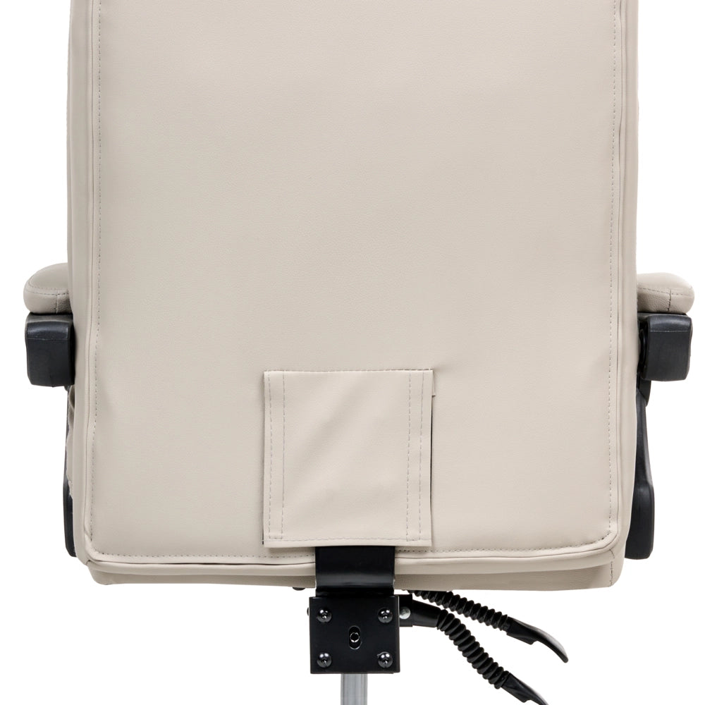Sedia da ufficio direzionale Beige Chiaro Rivestimento in ecopelle Regolazione dell'altezza della seduta Imbottitura girevole