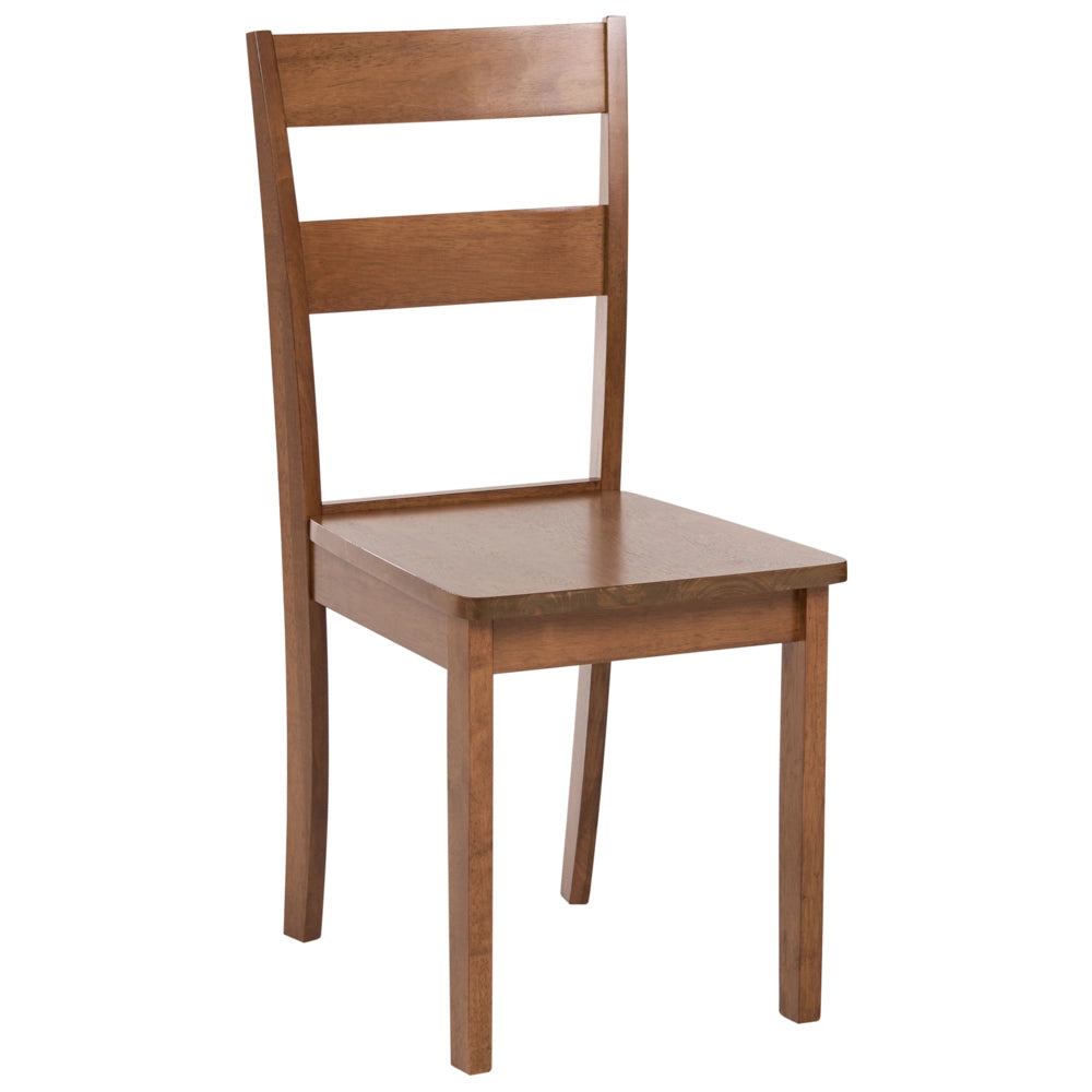 Set di 2 sedie da pranzo in stile cottage con schienale a doghe in legno di gomma marrone