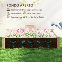 Fioriera da Esterno in Legno di Abete con Compostiera e Fondo Aperto, 123x123x25.5 cm, color Legno