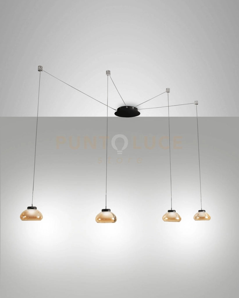 ARABELLA SOSPENSIONE AMBRA 4 LUCI SPOSTABILE A LED 3000K - 32W - 3020 lm DIMMERABILE SMART C/ACC.