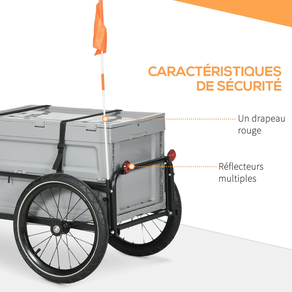 Rimorchio bici pieghevole 65L ¨C zephmum ¨C grigio, max 40KG