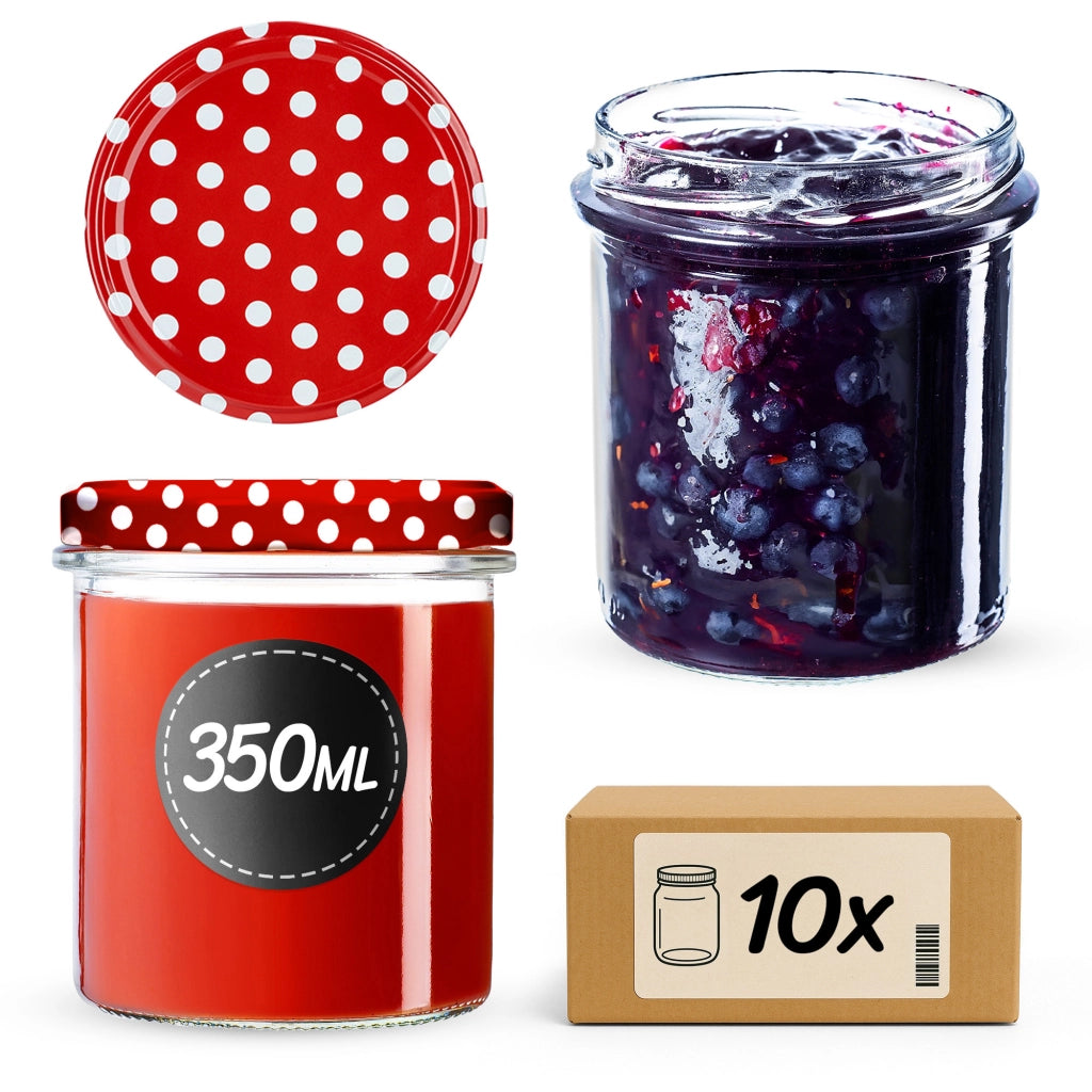KADAX 10x Barattolo 350 ml Per Marmellata Miele Carne Tappi Fi82