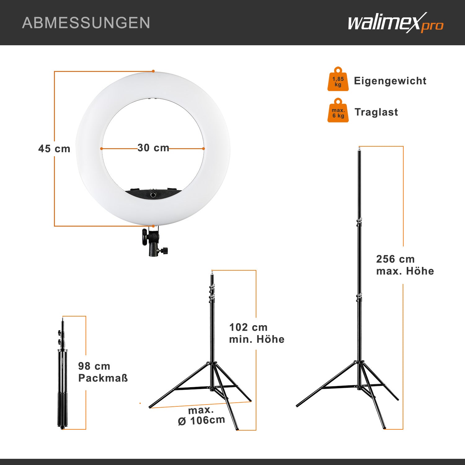 Medow 960 Pro Set di luci anulari a LED con treppiede e batterie NP-F, luce anulare bicolore, luce video dimmerabile con telecomando 96 W, treppiede per lampada con ammortizzazione a molla