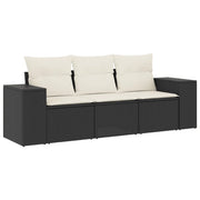 Set Divani da Giardino 3 pz | Set Salotto da Giardino con Cuscini in Polyrattan Nero