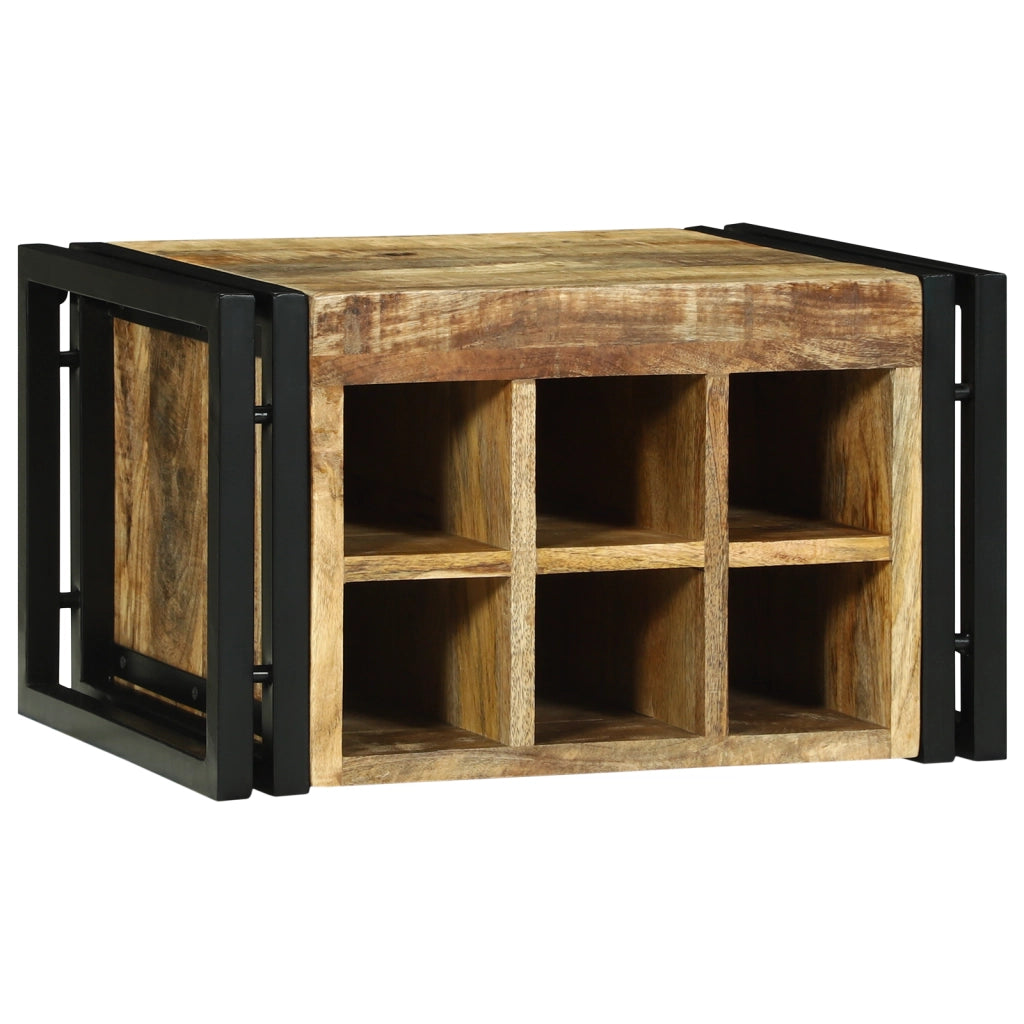 Portabottiglie 46x35x27.5 cm Legno Massello di Mango Grezzo