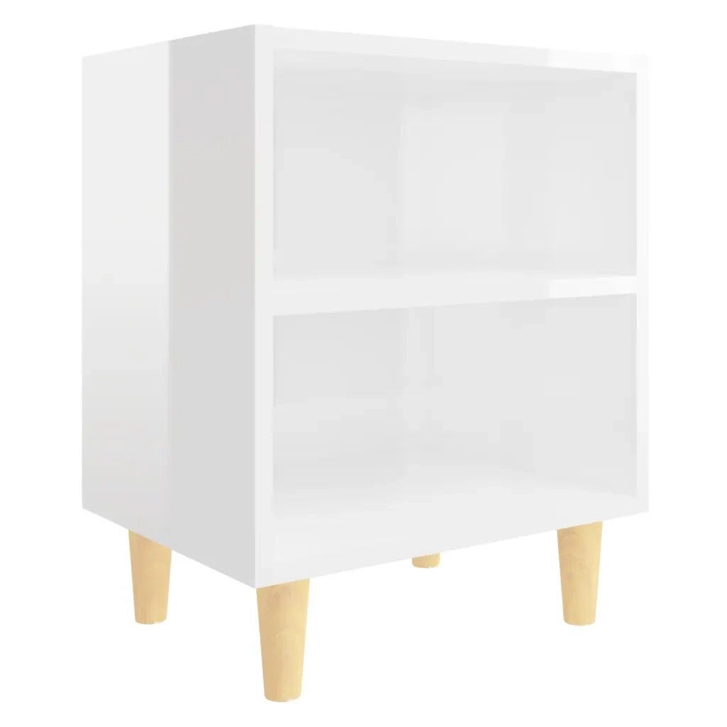 Comodini Gambe in Legno Massello 2 pz Bianco Lucido 40x30x50 cm cod mxl 31315