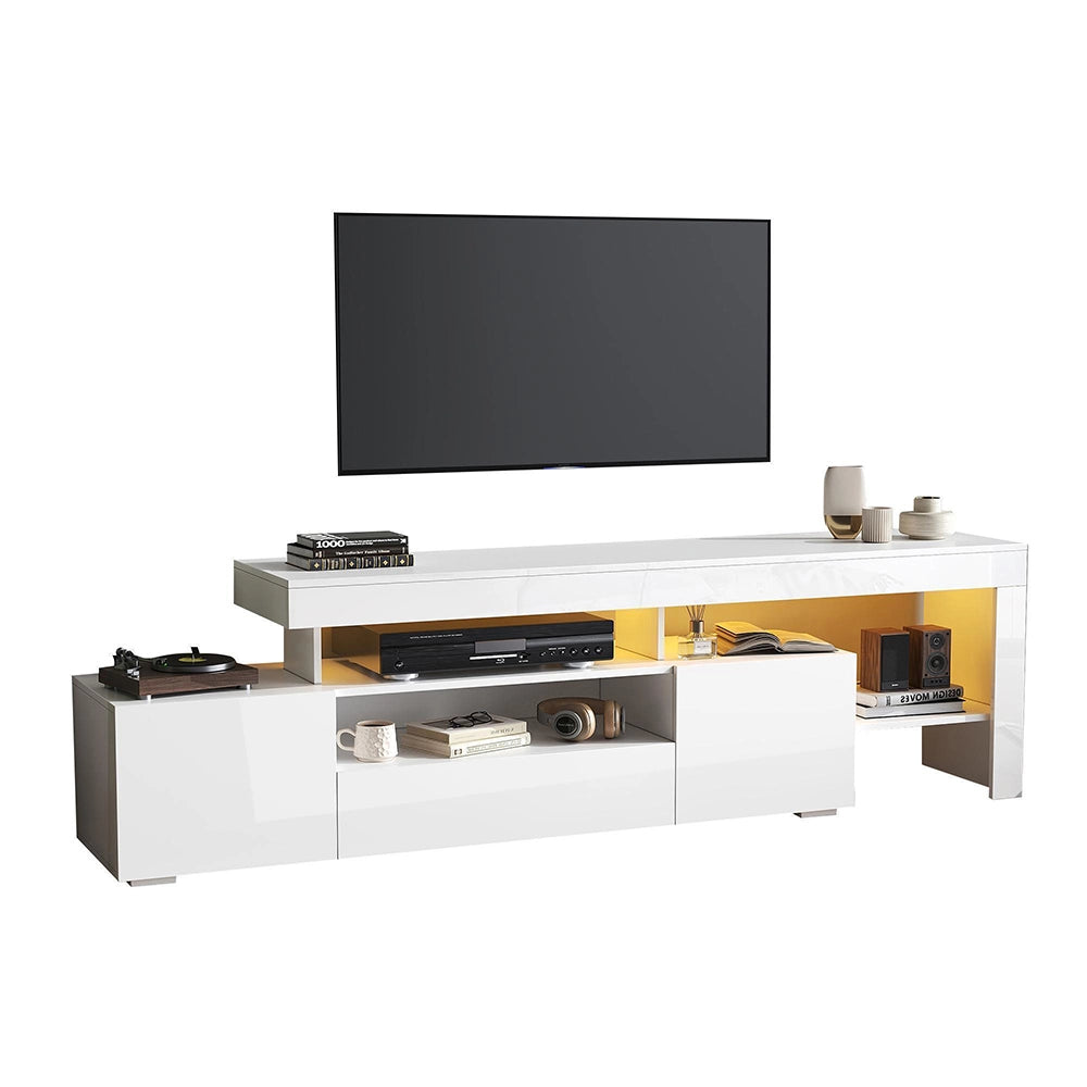 Mobile TV 192x37x53cm - Xylo - 3 Ante con Luci LED, Bianco, fino a 85"