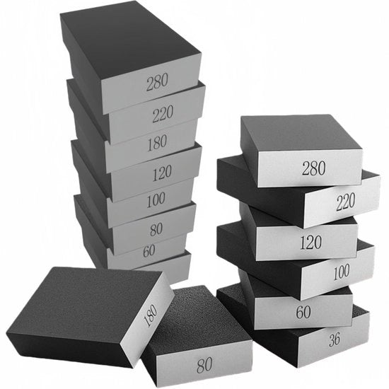 Set di spugne per pulire scarpe 16 pezzi - Spugna morbida per scarpe - Spugne per pulire riutilizzabili - Grana 36/60/80/100/120/180/220/280 - Uso naturale/uso secco - 100 x 75 x 25 mm - Spugna per pulire scarpe