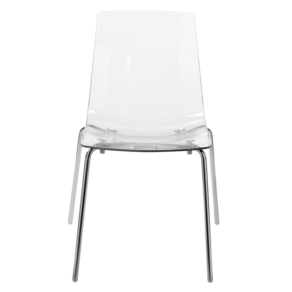 Set di 2 sedie trasparenti materiale sintetico gambe in metallo schienale moderno sala da pranzo