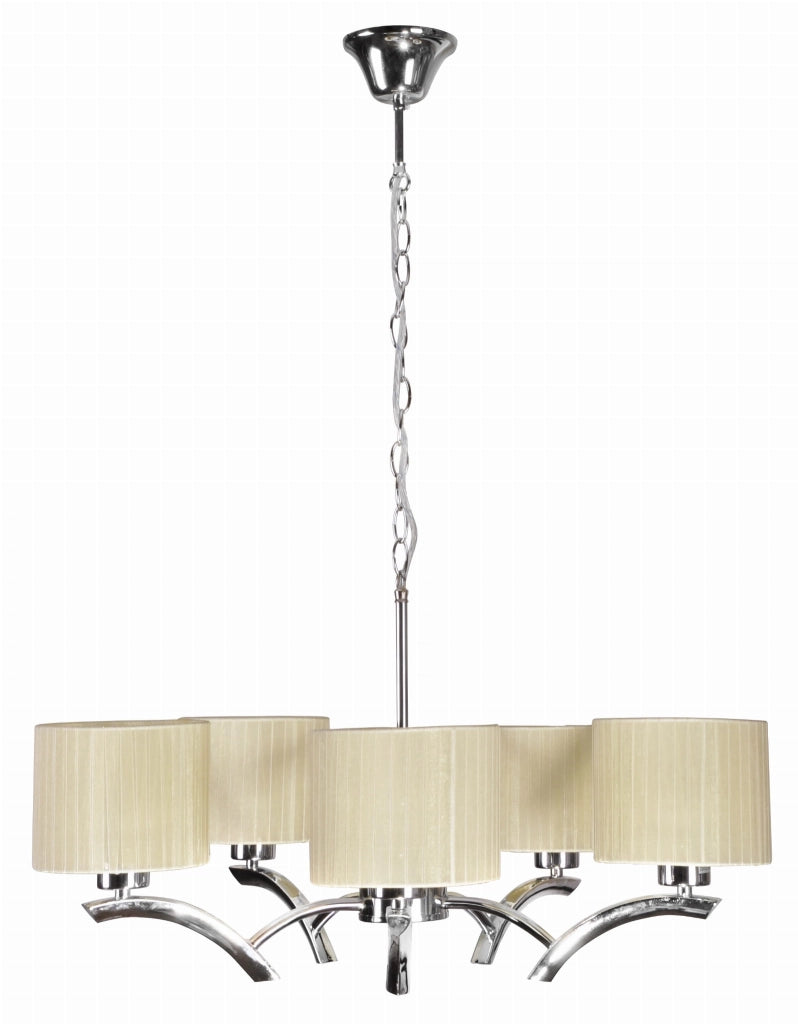 Lampadario Candellux Draga 35-04222 5xE27 cromo ecru metallo
