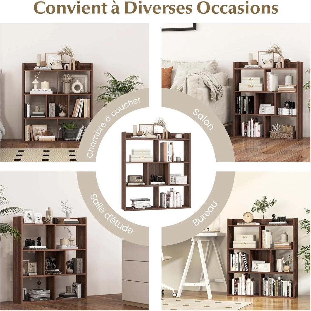 Libreria, scaffale con 7 cubi, divisorio con protezioni antiribaltamento, mensola cubo per camera da letto, ufficio, soggiorno, 80 x 20 x 90 cm (bianco)