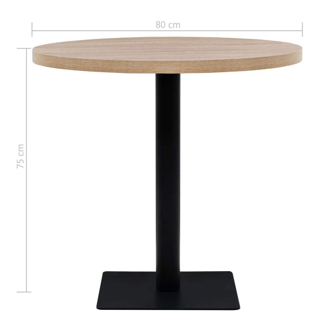 Tavolo alto stile bar/bistrot MDF e acciaio rotondo 80 cm rovere marrone 0902111