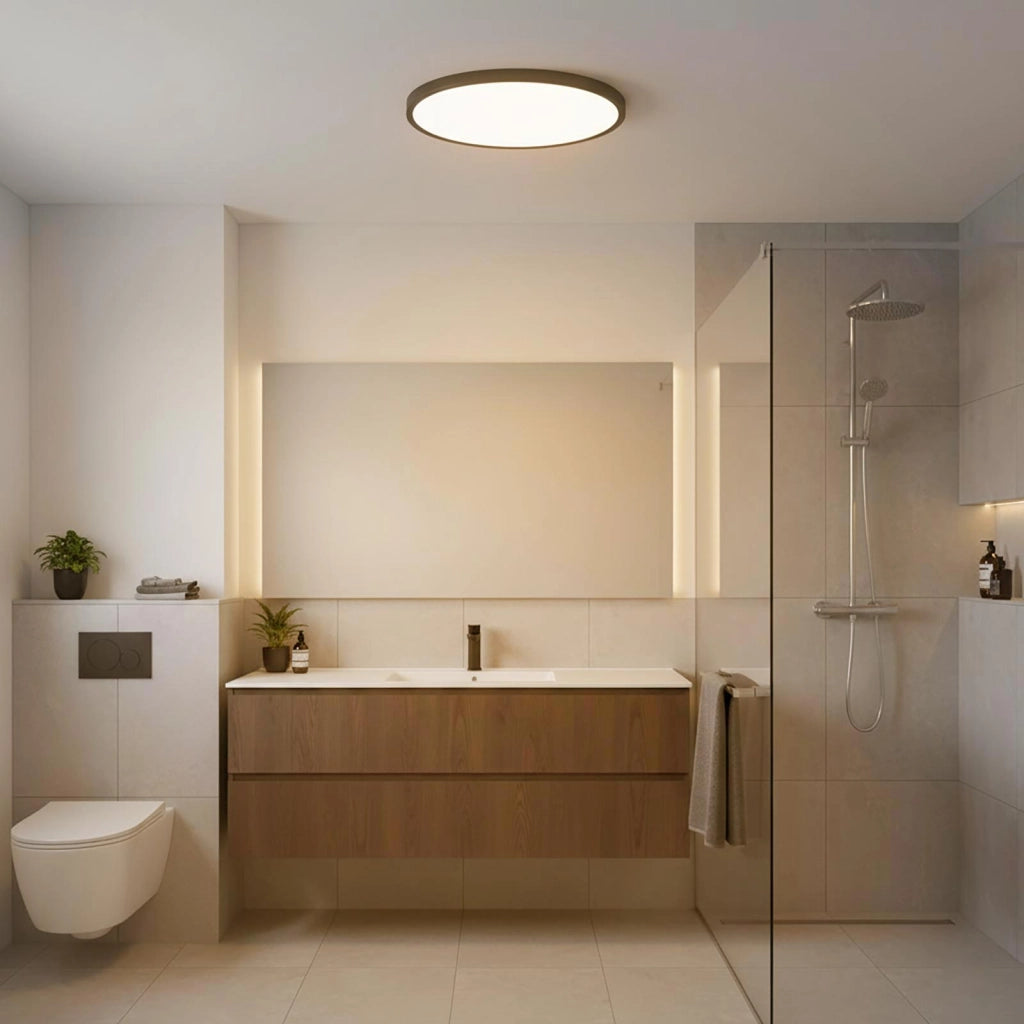 Plafoniera tonda design sottile slim moderna LED 32W CCT IP40 luce soffitto bagno cucina soggiorno ufficio 40cm COLORE NERO