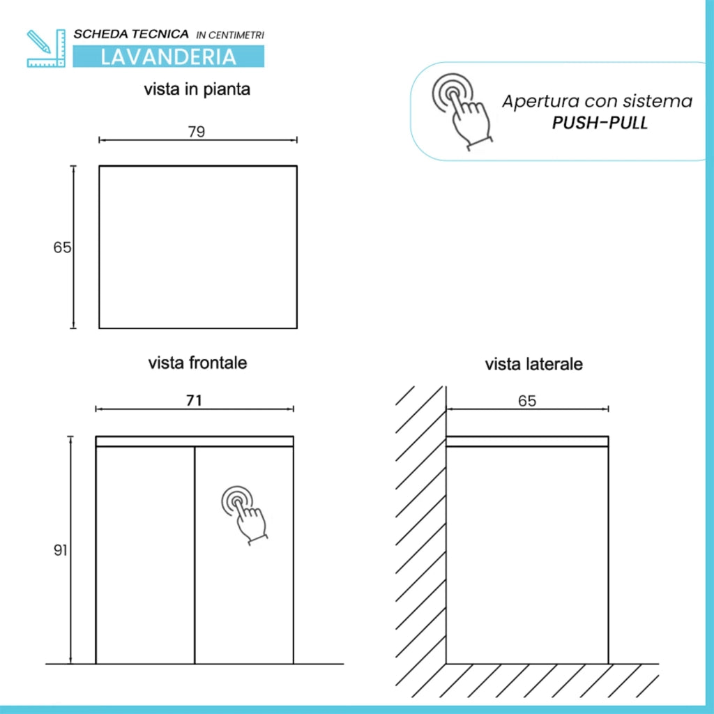 Mobile multiuso con due ante 71x65x91 cm pietra e tortora Wanda